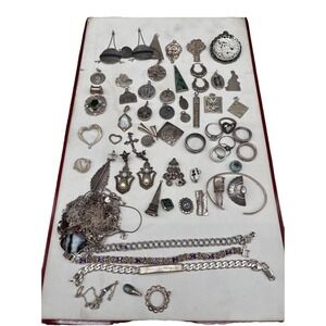 367 Grams Sterling Silver Jewelry Lot Womens OS Silver Good Mixed Pendants Rings